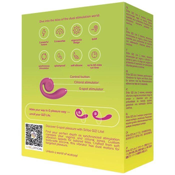 SNAIL VIBE - GIZI LITE VIBRADOR ROSA DUPLO PARA PONTO G E CLITÃRIS