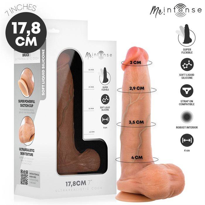 MR INTENSE - BRUCE S SILICONE DILDO WITH TESTICLES 17.8 CM -Ã- 4 CM