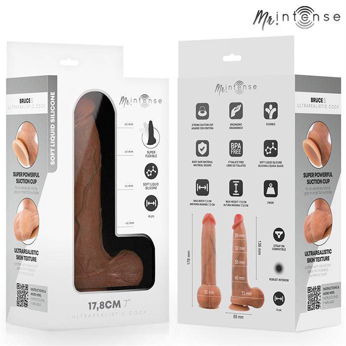 MR INTENSE - BRUCE S SILICONE DILDO WITH TESTICLES 17.8 CM -Ã- 4 CM