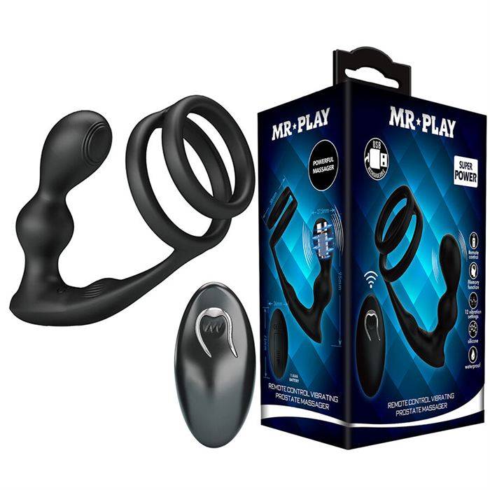 MR PLAY - PLUG ANAL VIBRATÃRIO COM ANEL PENIANO E CONTROLE REMOTO