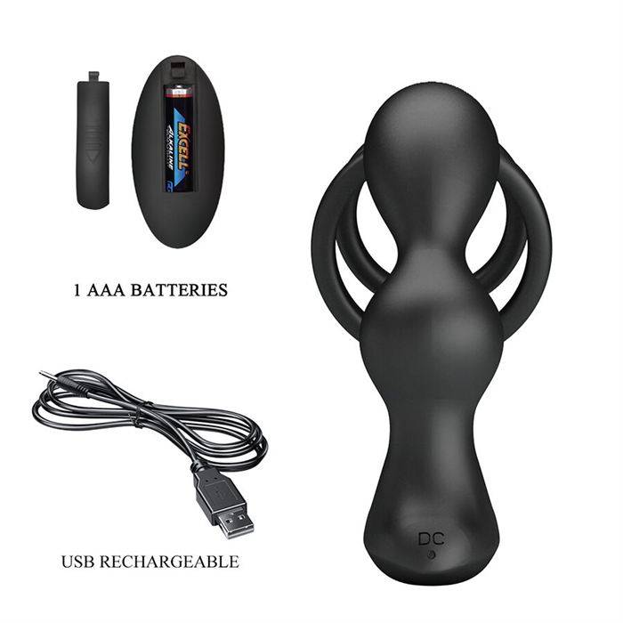 MR PLAY - PLUG ANAL VIBRATÃRIO COM ANEL PENIANO E CONTROLE REMOTO