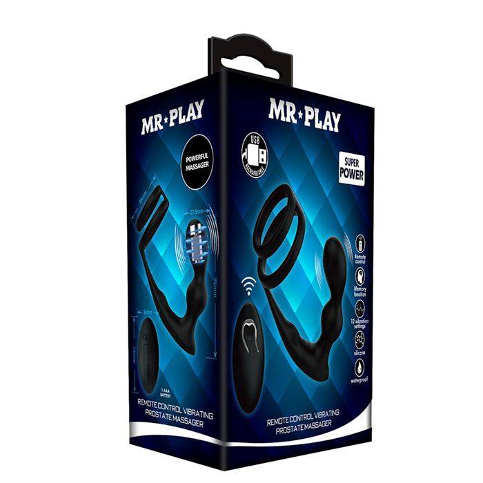 MR PLAY - PLUG ANAL VIBRATÃRIO COM ANEL PENIANO E CONTROLE REMOTO