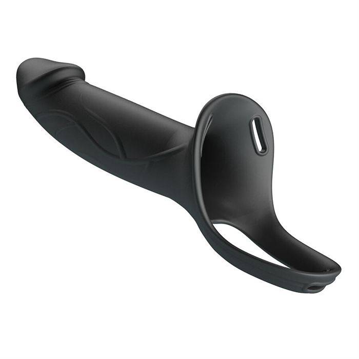 PRETTY LOVE - LANDON BLACK VIBRATING STRAP-ON