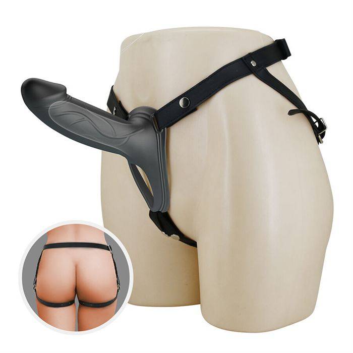 PRETTY LOVE - LANDON BLACK VIBRATING STRAP-ON