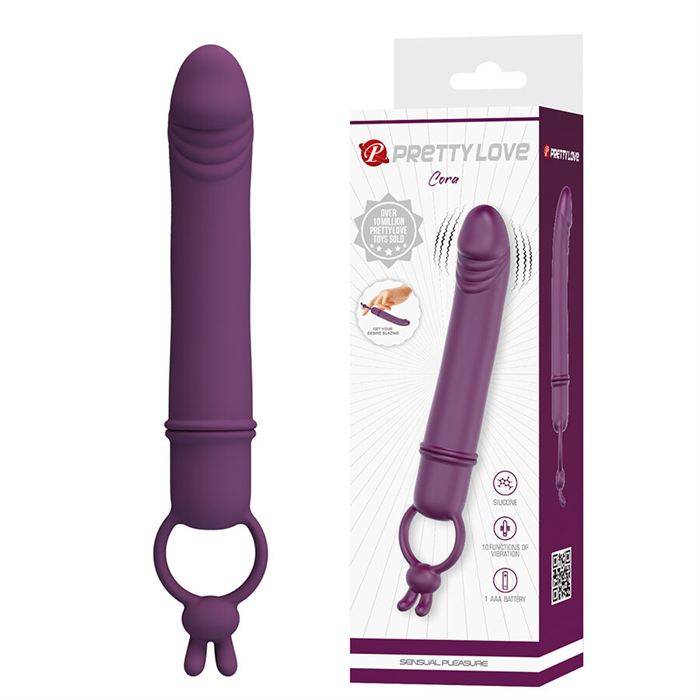 PRETTY LOVE - CORA VIBRADOR EM FORMATO DE PÃNIS COM ANEL DE RESISTÃNCIA