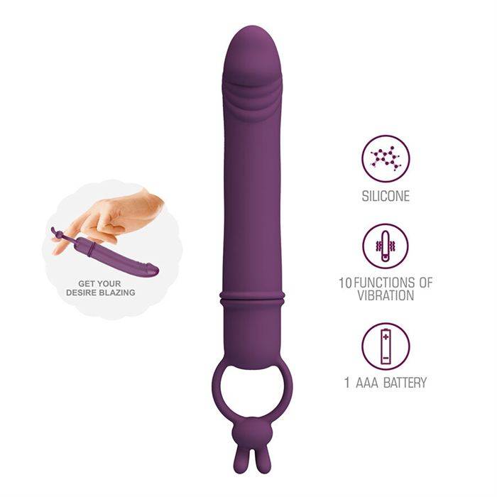PRETTY LOVE - CORA VIBRADOR EM FORMATO DE PÃNIS COM ANEL DE RESISTÃNCIA