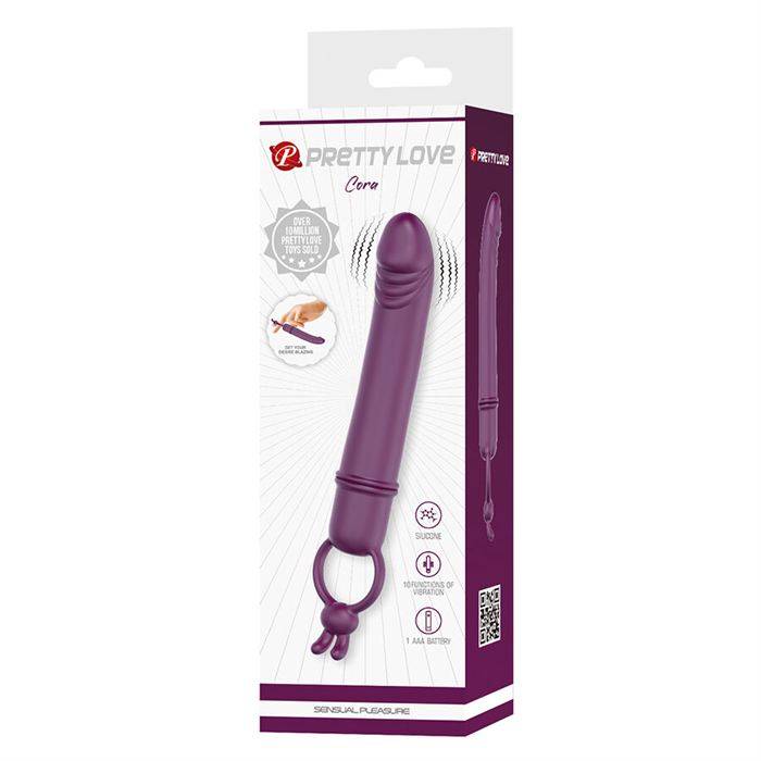 PRETTY LOVE - CORA VIBRADOR EM FORMATO DE PÃNIS COM ANEL DE RESISTÃNCIA