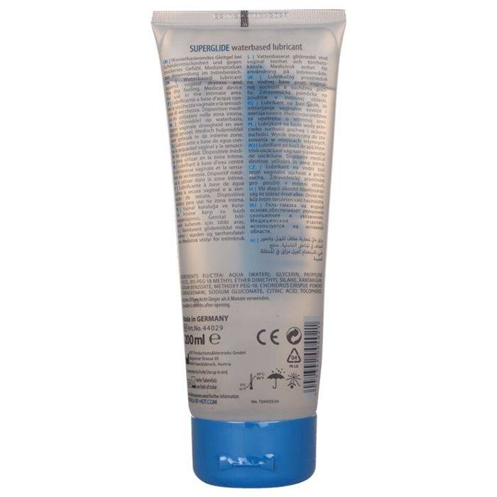 HOT - SUPERGLIDE LUBRIFICANTE Ã BASE DE ÃGUA 200 ML