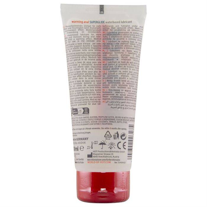HOT - ANAL SUPERGLIDE LUBRIFICANTE AQUECEDOR LÃQUIDO Ã BASE DE ÃGUA 100 ML