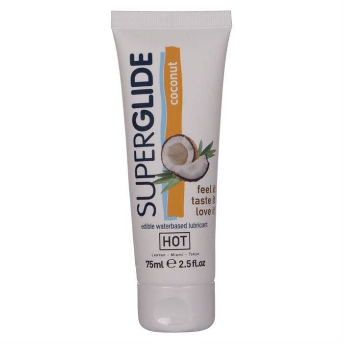 HOT - SUPERGLIDE LUBRIFICANTE COMESTÃVEL Ã BASE DE ÃGUA COM COCO 75 ML