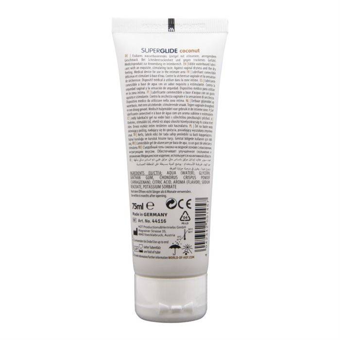 HOT - SUPERGLIDE LUBRIFICANTE COMESTÃVEL Ã BASE DE ÃGUA COM COCO 75 ML