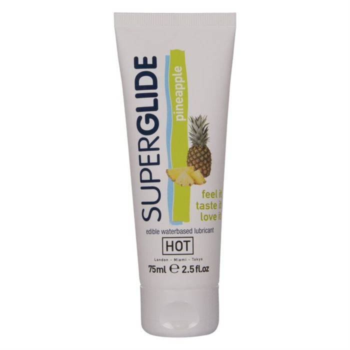 HOT - SUPERGLIDE LUBRIFICANTE COMESTÃVEL Ã BASE DE ÃGUA COM SABOR ABACAXI 75 ML