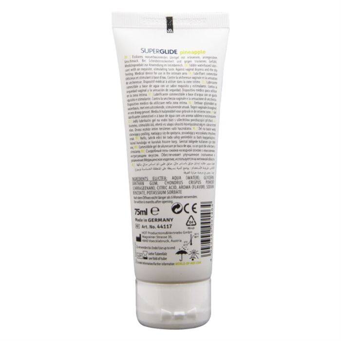 HOT - SUPERGLIDE LUBRIFICANTE COMESTÃVEL Ã BASE DE ÃGUA COM SABOR ABACAXI 75 ML
