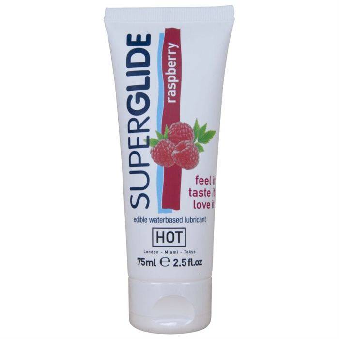 HOT - SUPERGLIDE LUBRIFICANTE COMESTÃVEL Ã BASE DE ÃGUA COM SABOR FRAMBOESA 75 ML