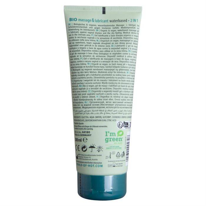 HOT - BIO MASSAGE & LUBRIFICANTE Ã BASE DE ÃGUA 2 EM 1 200 ML