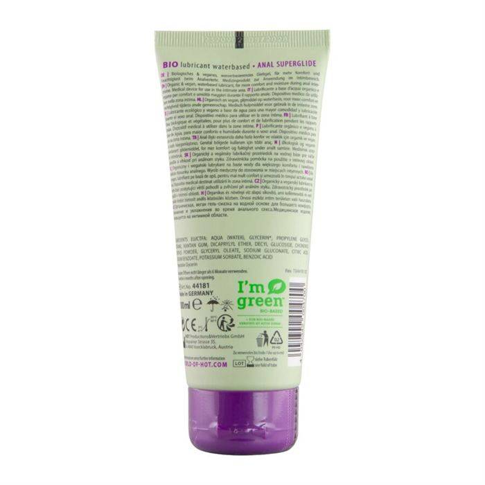 HOT - BIO LUBRIFICANTE Ã BASE DE ÃGUA SUPERGLIDE ANAL 100 ML