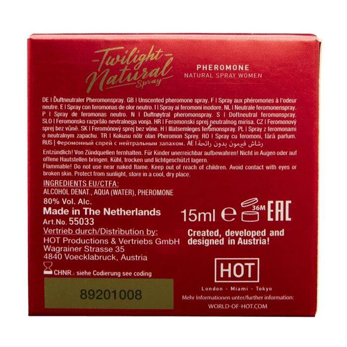 HOT - FEROMÃNIO CREPÃSCULO NATURAL PARA MULHERES 15 ML