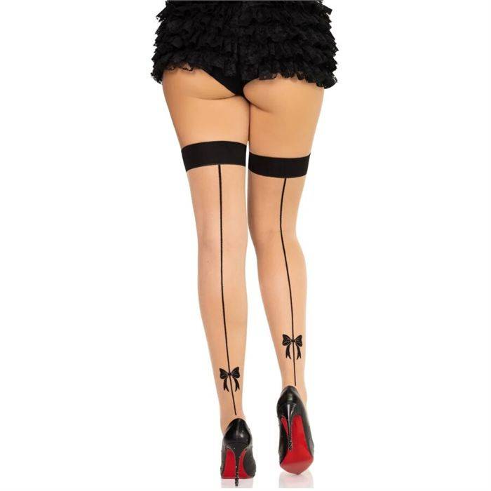 LEG AVENUE - MEIAS DE SPANDEX COM COSTURA TRASEIRA 1963 PRETAS - TAMANHO ÃNICO