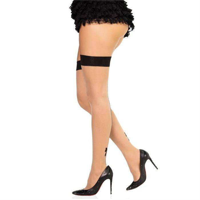 LEG AVENUE - MEIAS DE SPANDEX COM COSTURA TRASEIRA 1963 PRETAS - TAMANHO ÃNICO