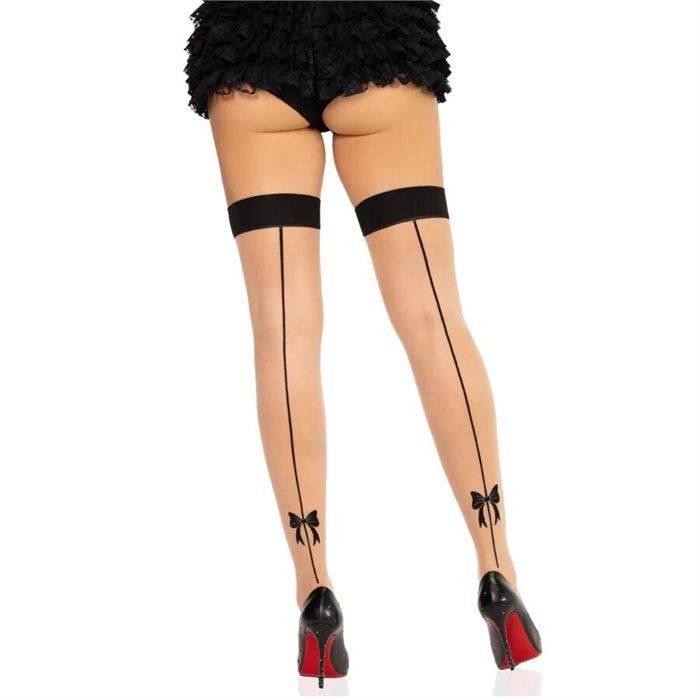LEG AVENUE - MEIAS DE SPANDEX COM COSTURA TRASEIRA 1963 PRETAS - TAMANHO ÃNICO