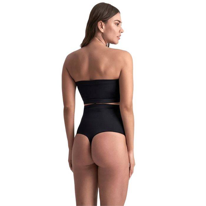 BYE-BRA - SOFT TOUCH SEAMLESS HIGH WAIST THONG BLACK SIZE XL