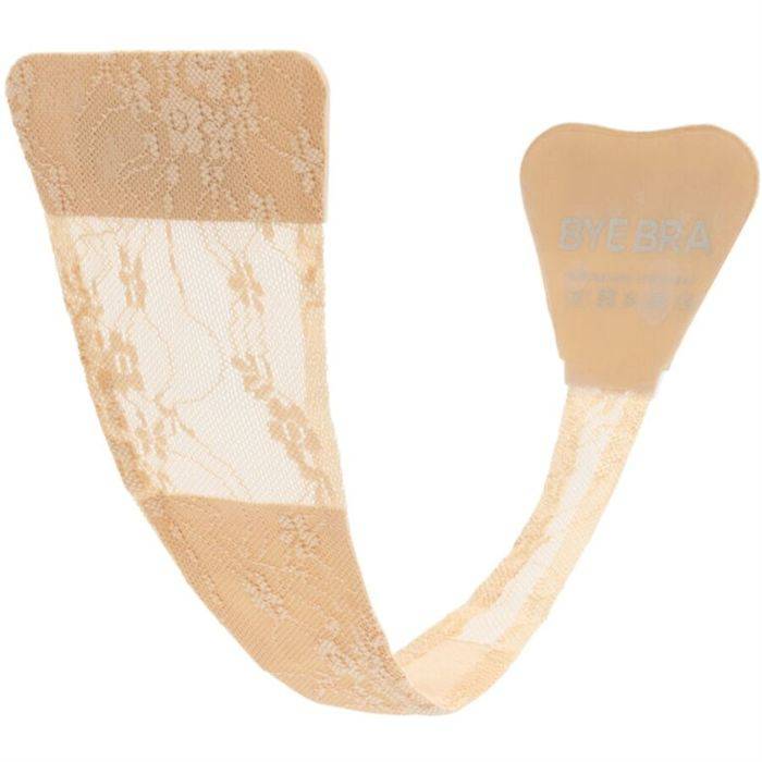 BYE-BRA - TANGA ADHESIVO ENCAJE BEIGE TALLA ÃNICA