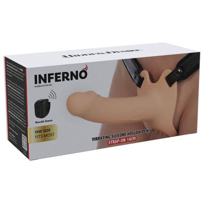 HIDDEN DESIRE - INFERNO MANGA PENIANA VIBRATÃRIA COM STRAP-ON 16 CM