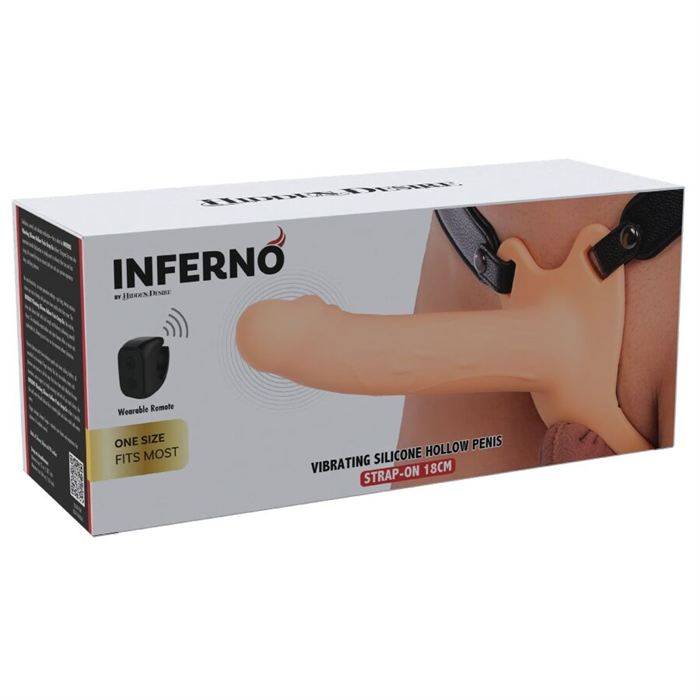 HIDDEN DESIRE - INFERNO MANGA PENIANA VIBRATÃRIA COM STRAP-ON 18 CM