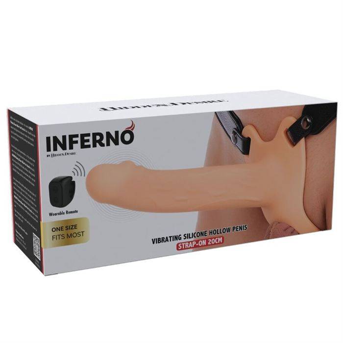 HIDDEN DESIRE - INFERNO MANGA PENIANA VIBRATÃRIA COM STRAP-ON 20 CM