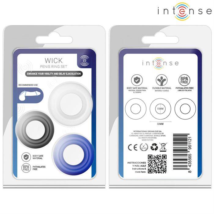 INTENSE - WICK SET OF 3 PENIS RINGS VARIOUS COLORS