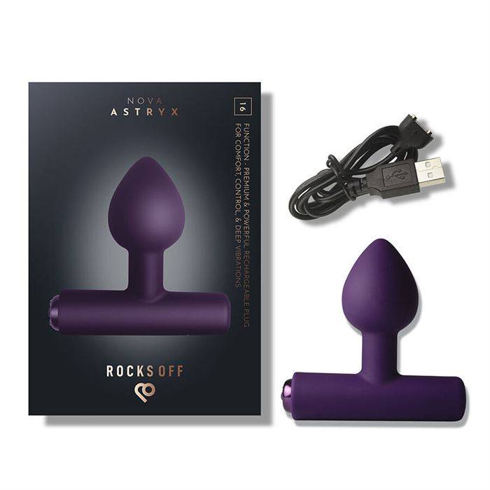 ROCKS-OFF - NOVA ASTRYX RECHARGEABLE PREMIUM & POWERFUL ANAL PLUG 16 FUNCTION PURPLE