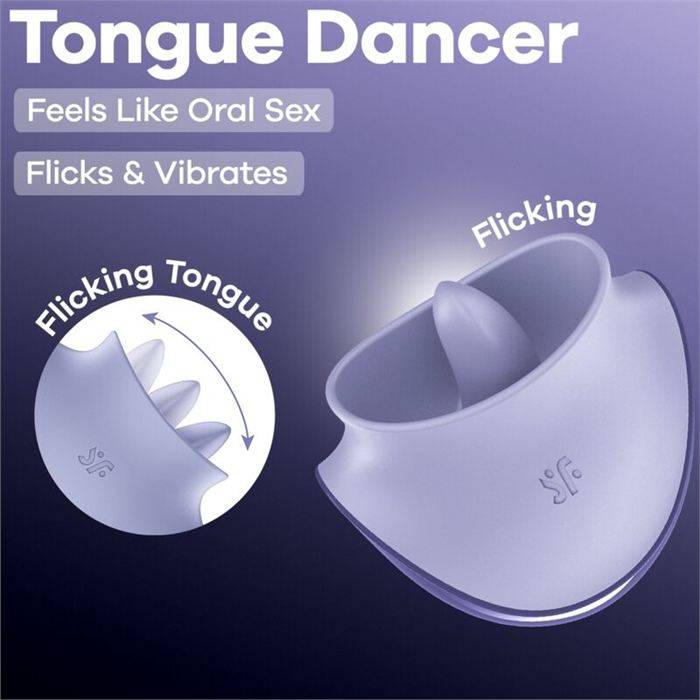 SATISFYER - TONGUE DANCER CLITORAL STIMULATOR WITH VIBRATION AND PULSATIONS LILAC