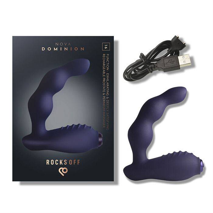 ROCKS-OFF - NOVA DOMINION RECHARGEABLE PROSTATE & PERINEUM MASSAGER 16 FUNCTION BLUE