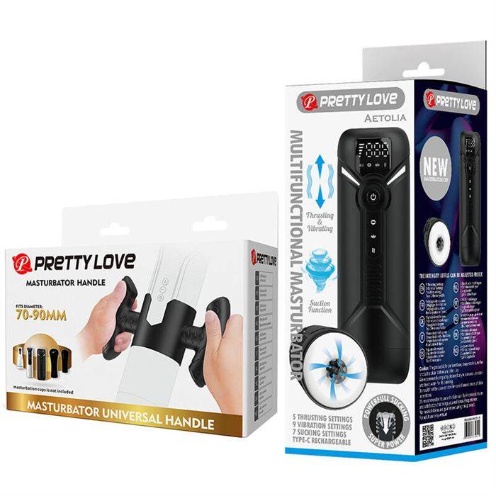 PRETTY LOVE - AETOLA MULTIFUNCTION AUTOMATIC MASTURBATOR WITH HANDLE BLACK