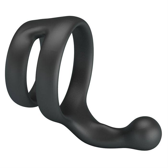 CRAZY BULL - YANCY DOUBLE COCK AND BALL RING BLACK