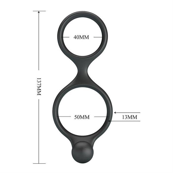 CRAZY BULL - FLORIAN DOUBLE COCK AND BALL RING BLACK