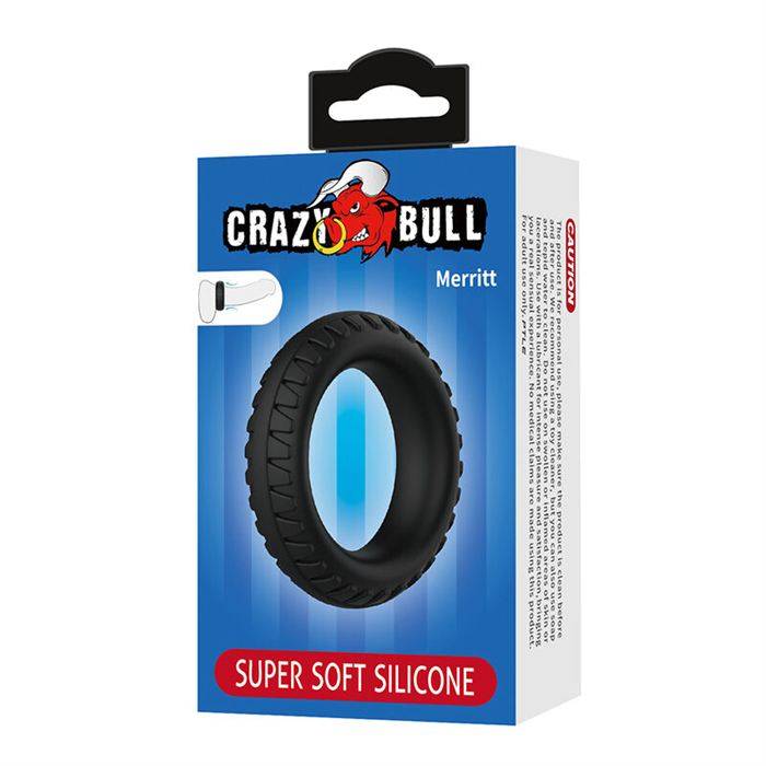 CRAZY BULL - MERRITT TEXTURED SILICONE COCK RING BLACK