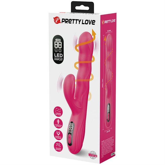 PRETTY LOVE - WINTERS MULTIFUNCTION RABBIT VIBRATOR WITH LED DISPLAY PINK
