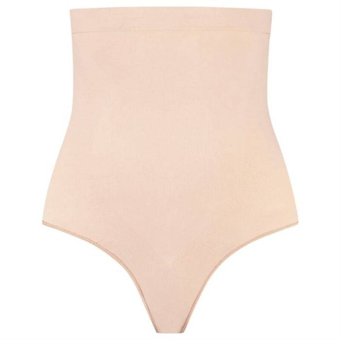 BYE-BRA - SOFT TOUCH SEAMLESS HIGH WAIST THONG BEIGE SIZE M