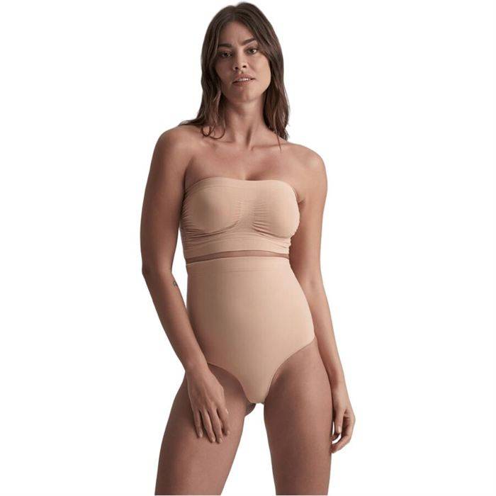 BYE-BRA - SOFT TOUCH SEAMLESS HIGH WAIST THONG BEIGE SIZE XL