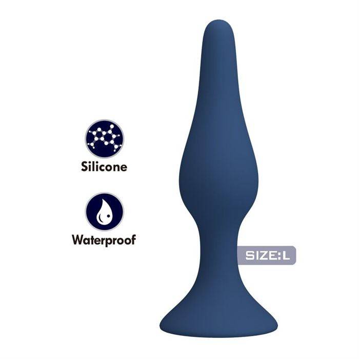 MR PLAY - SLIM SILICONE ANAL PLUG BLUE L