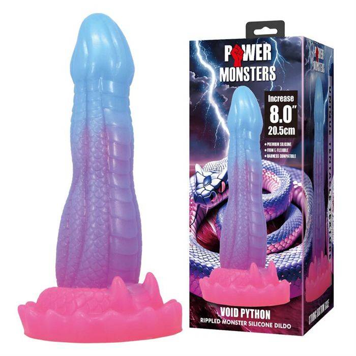 POWER MONSTERS - VOID PYTHON FANTASY DILDO WITH SUCTION CUP 20.5 CM Ã 5.2 CM BLUE, PURPLE & PINK