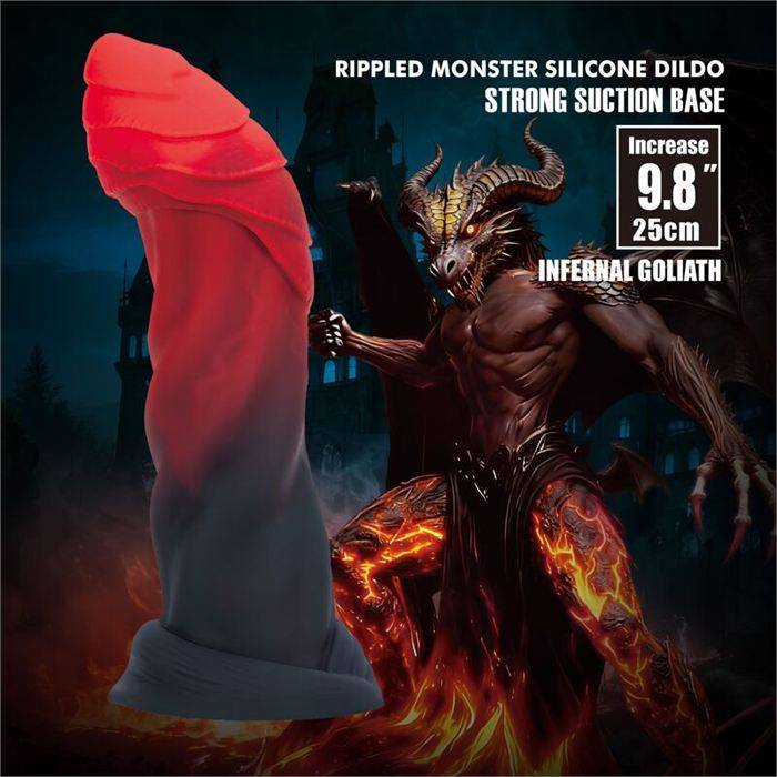 POWER MONSTERS - INFERNAL GOLIATH BICOLOR FANTASY SILICONE DILDO 25 CM Ã 6 CM