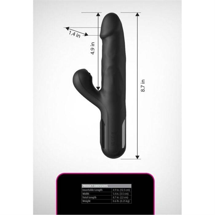 FETISH FANTASY SERIES - SONIX SILICONE THRUSTER RABBIT VIBRATOR BLACK