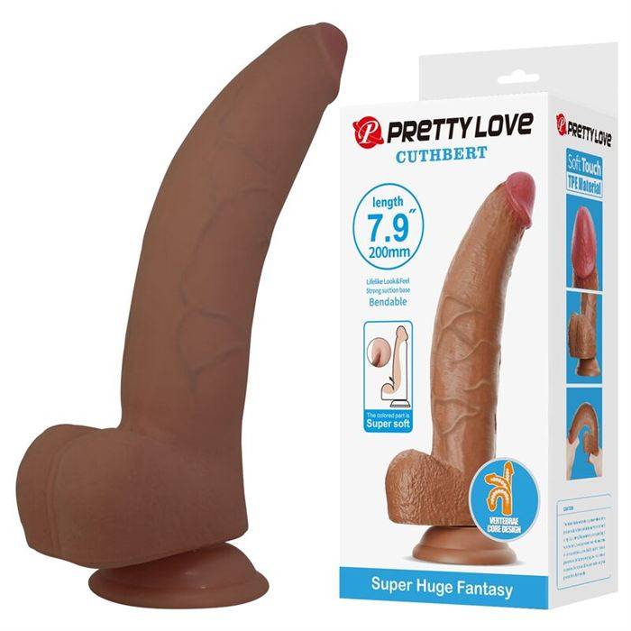 PRETTY LOVE - CUTHBERT REALISTIC FLEXIBLE DILDO 20 CM Ã 5 CM TPE BROWN