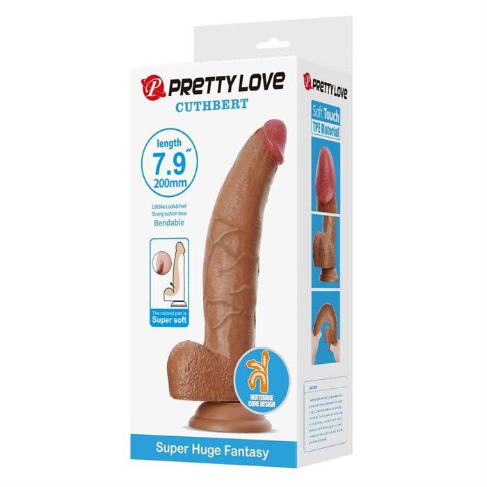 PRETTY LOVE - CUTHBERT REALISTIC FLEXIBLE DILDO 20 CM Ã 5 CM TPE BROWN