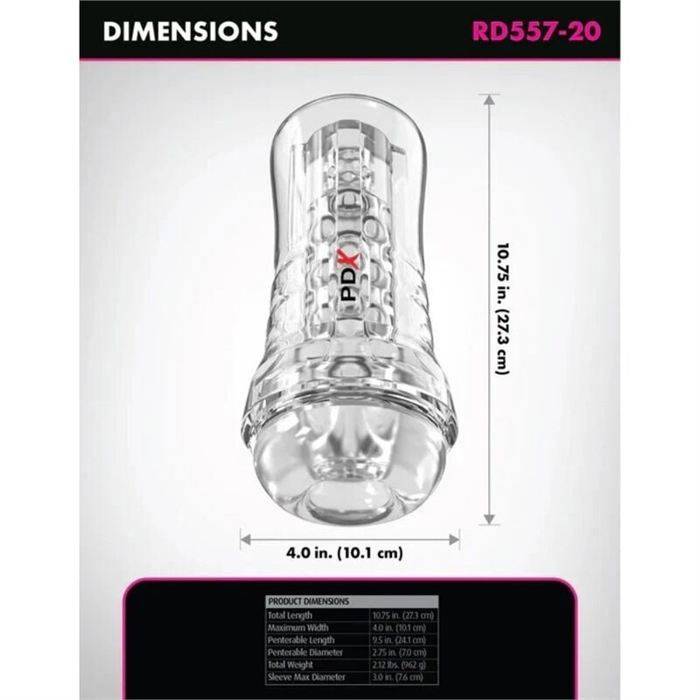PDX ELITE - VIEWTUBE PLUS SEE-THRU EZ-GRIP TRANSPARENT STROKER 21 CM
