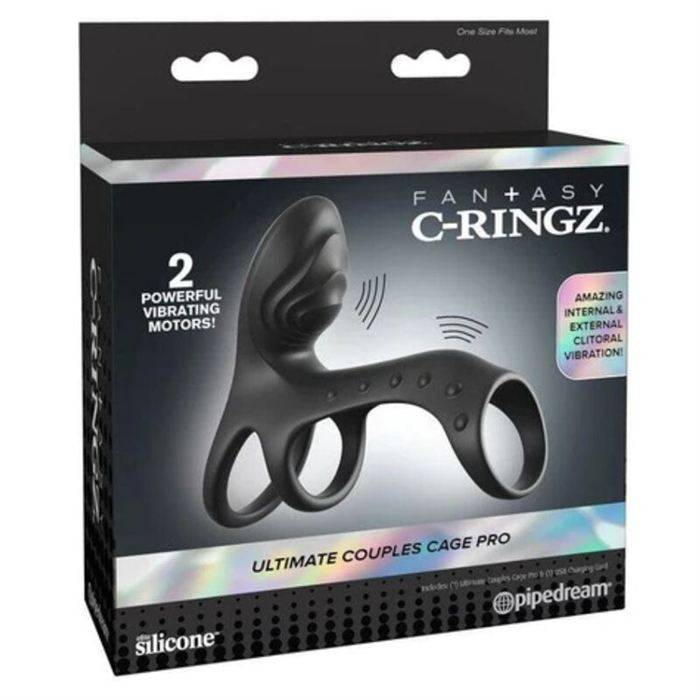 FANTASY C-RINGZ - ULTIMATE COUPLES CAGE PRO VIBRATING COCK RING 19.5 CM