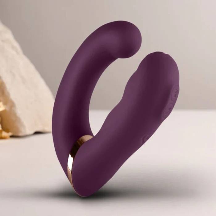 ROCKS-OFF - VIBRADOR DUPLO GEMINI ESTIMULADOR DE CLITÃRIS PONTO G ROXO