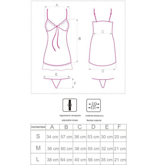 LIVCO CORSETTI FASHION - HYEONA 1710 BABYDOLL + TANGA ROSE M